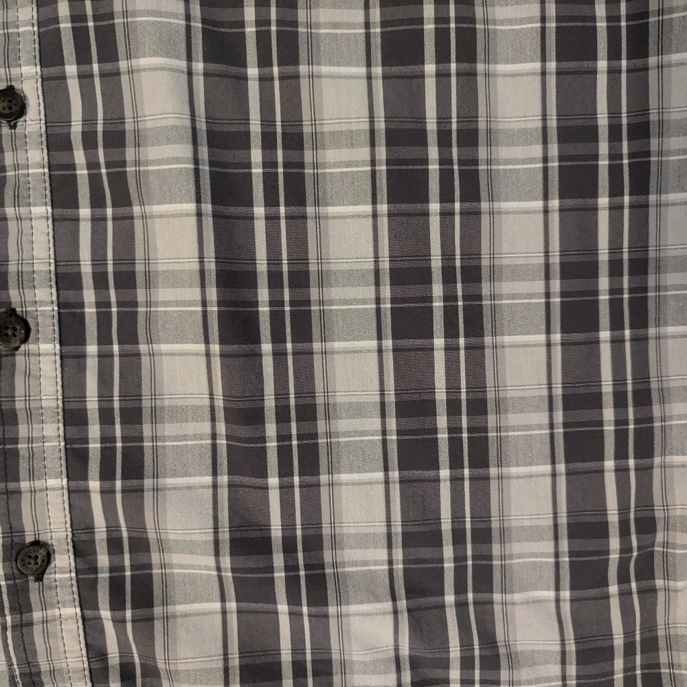 Dickies Relaxed Fit Gray Plaid  Button Collar Shirt Sleeve Shirt. Men's XL - Picture 5 of 6